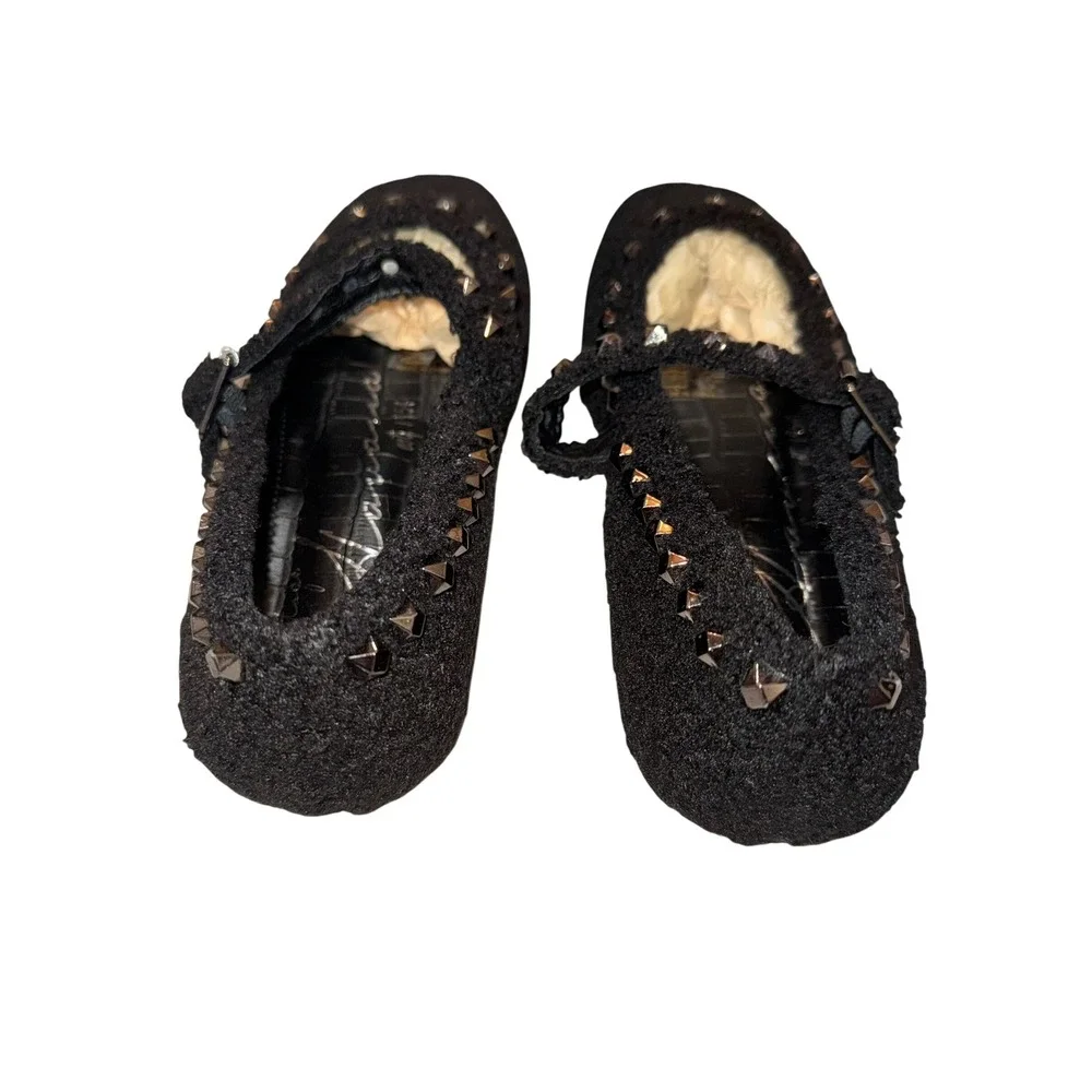 NWT Vintage Havana Impress 3 Mary Jane Women Black Boucle Studded Flats 8.5